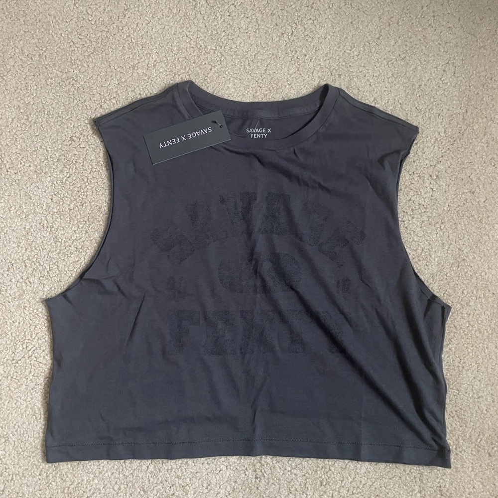 Savage X Fenty Gray Women's Muscle Tee Crop Top